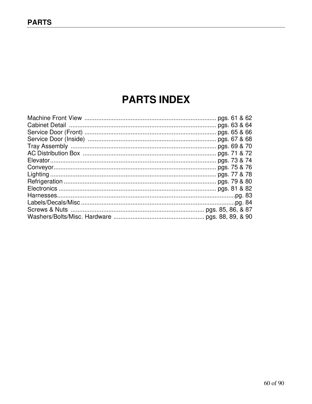 Maytag DN3000, DN5000 manual Parts Index 