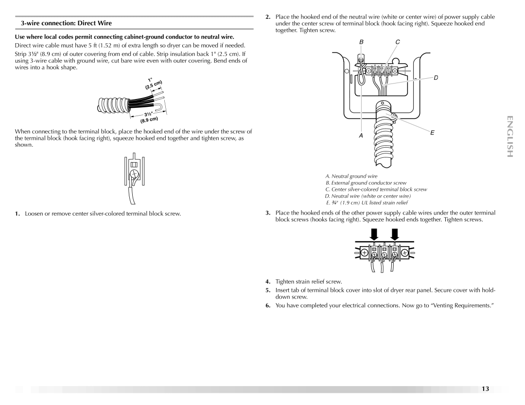 Maytag ELECTRIC DYER manual ¹⁄₂ 8.9 cm 