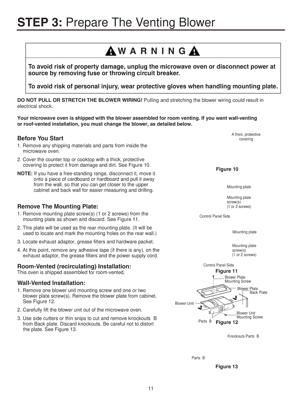 Maytag Electric Microwave installation instructions Prepare The Venting Blower, Before You Start, Remove The Mounting Plate 