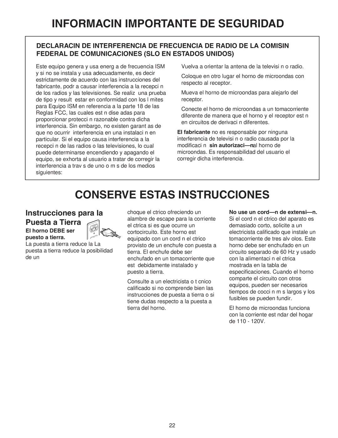 Maytag Electric Microwave installation instructions Instrucciones para la Puesta a Tierra 