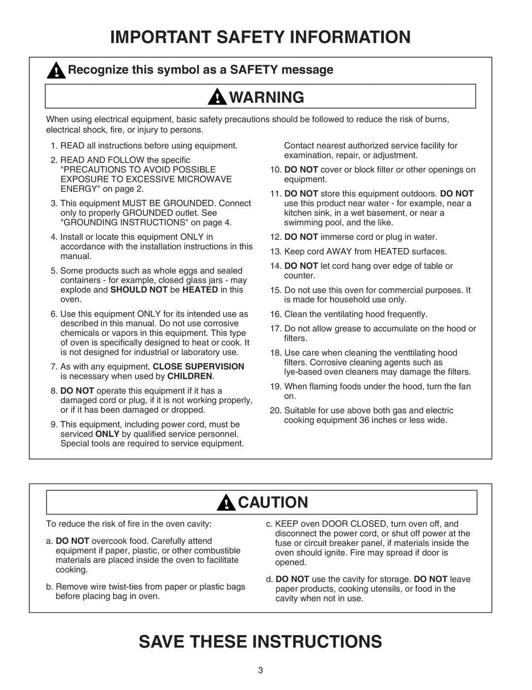 Maytag Electric Microwave installation instructions Important Safety Information, Recognize this symbol as a Safety message 