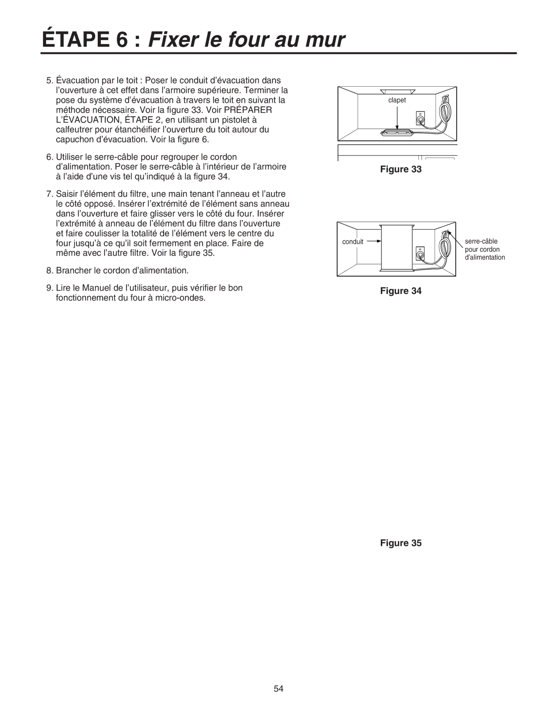 Maytag Electric Microwave installation instructions Évacuation par le toit Poser le conduit d’évacuation dans 