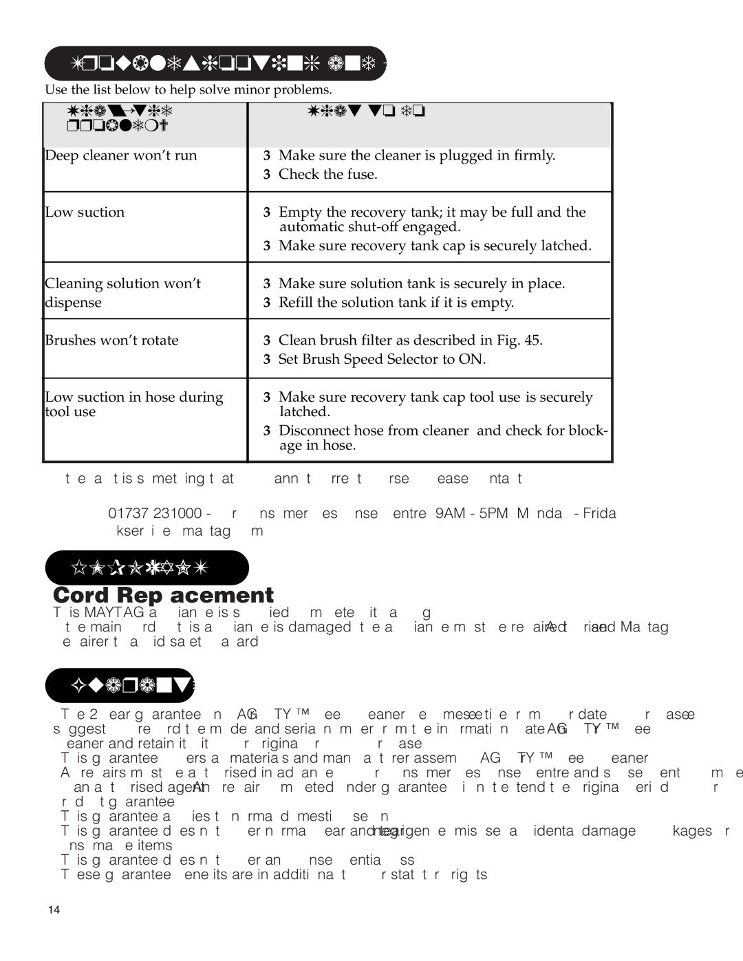 Maytag F6212901 manual Troubleshooting and Service, Guarantee, What’s What to do Problem? 