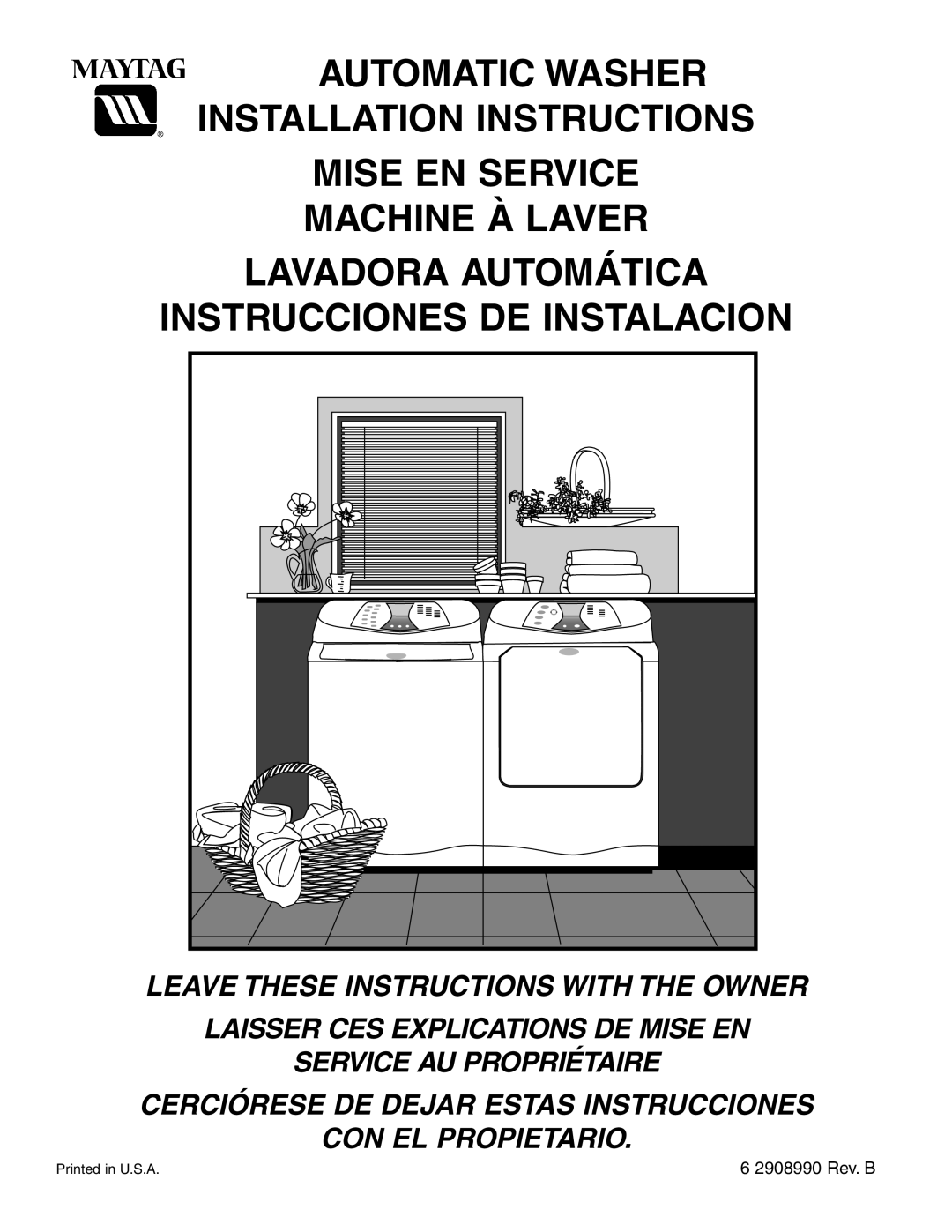 Maytag FAV6800 installation instructions 2908990 Rev. B 