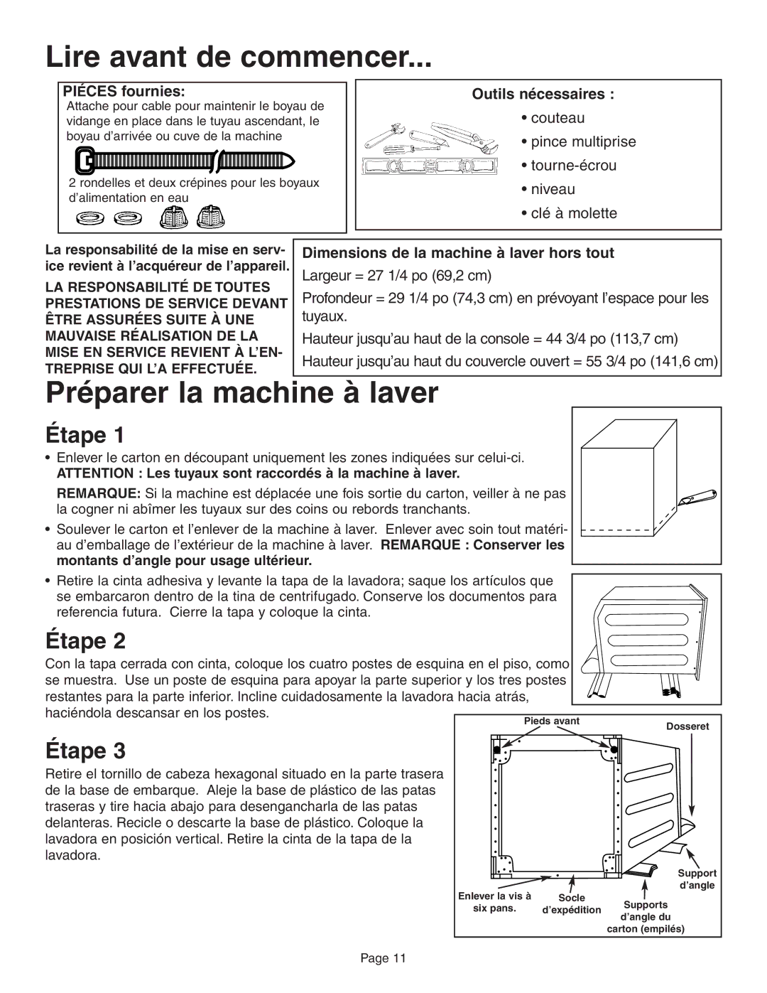 Maytag FAV6800 installation instructions Lire avant de commencer 