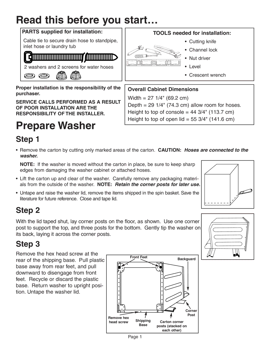 Maytag FAV6800 installation instructions Read this before you start… 