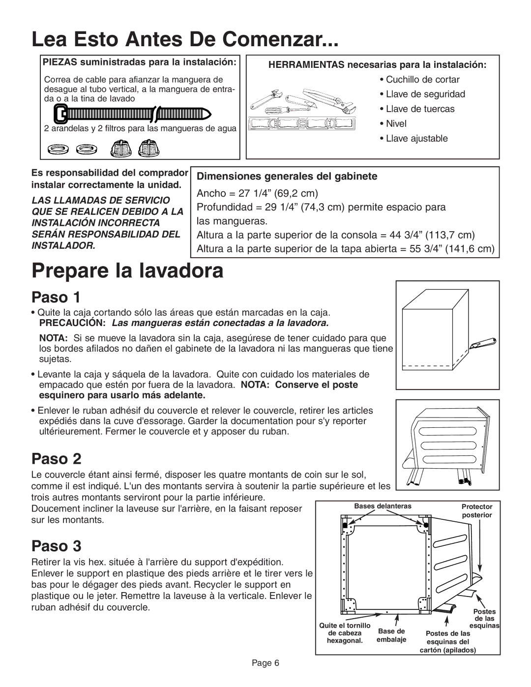 Maytag FAV6800 installation instructions Lea Esto Antes De Comenzar 