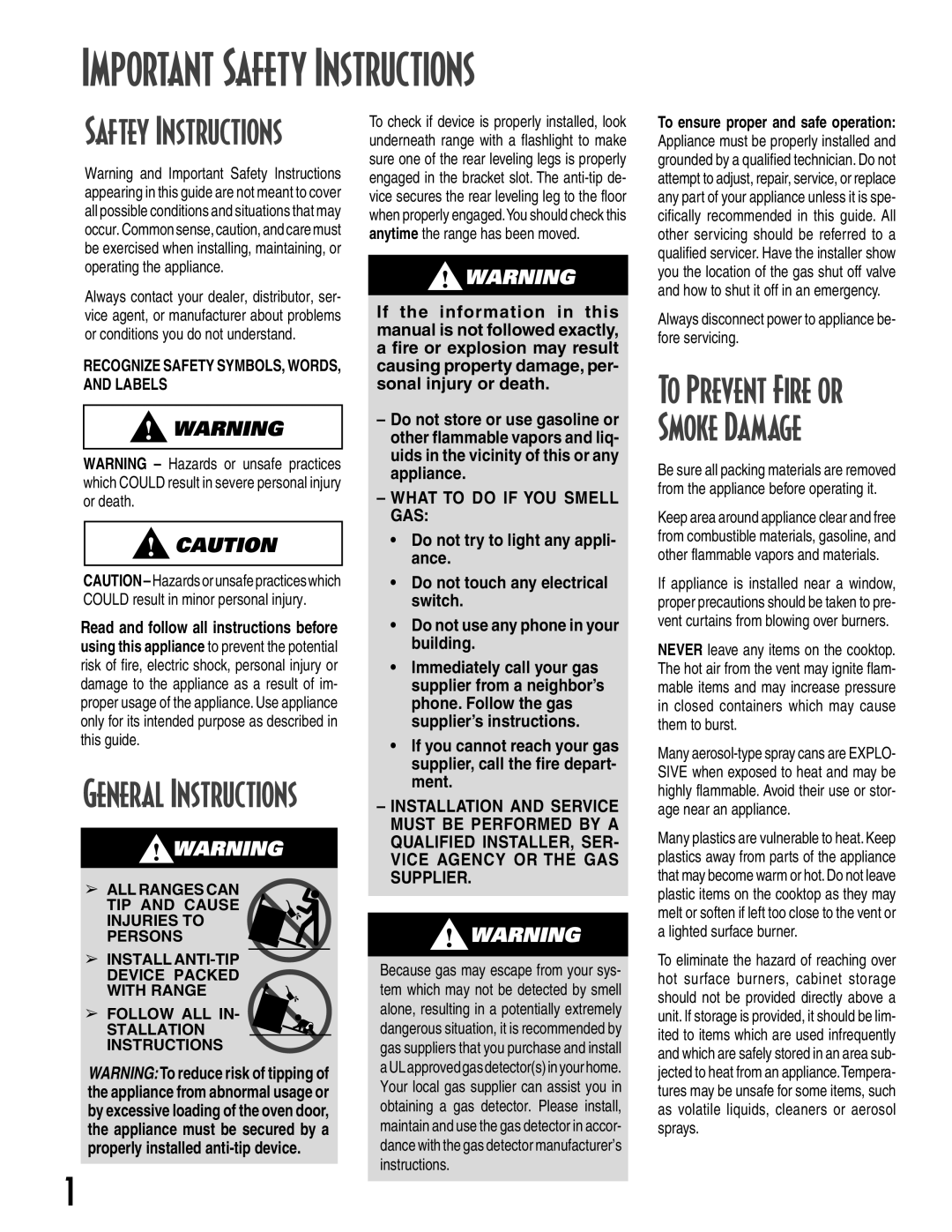 Maytag GEMINI Important Safety Instructions, What to do if YOU Smell GAS, Recognize Safety SYMBOLS, WORDS, and Labels 