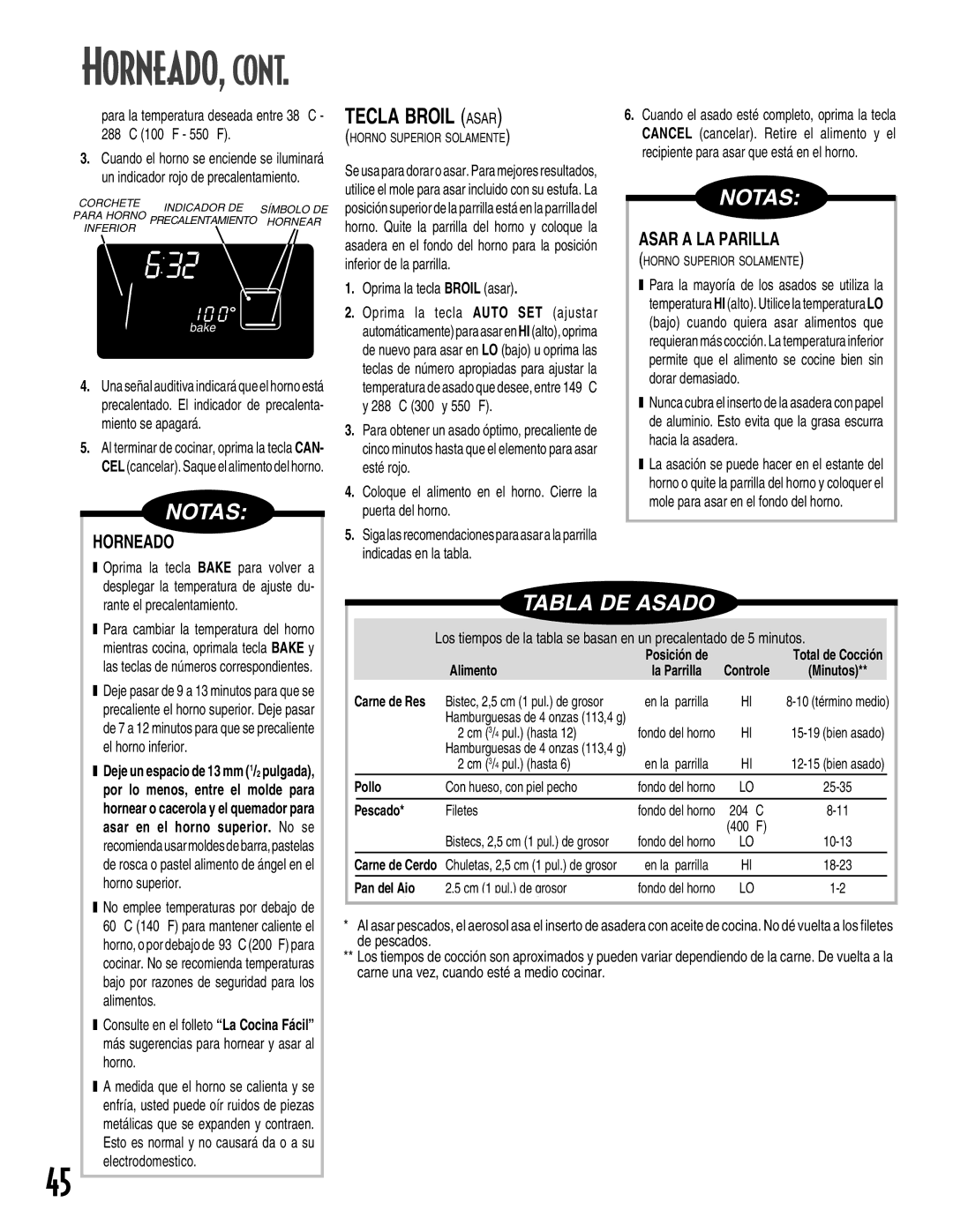 Maytag GEMINI warranty Tecla Broil Asar, Horneado, Asar a LA Parilla 