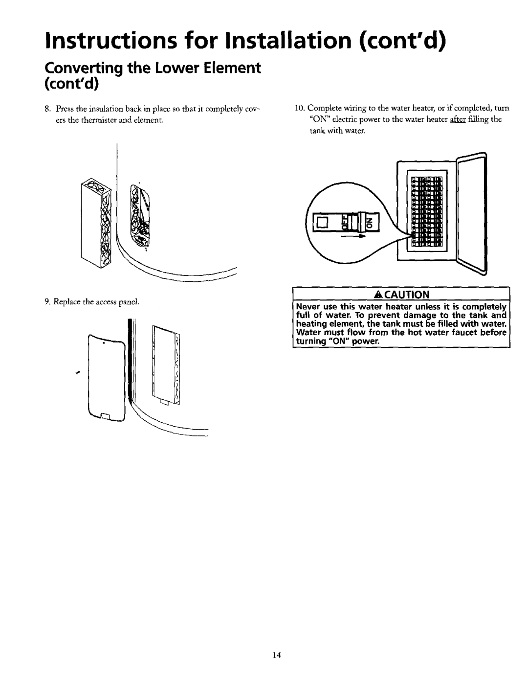 Maytag HE21250PC, HE21282PC operating instructions Converting Lower Element, Acaution 