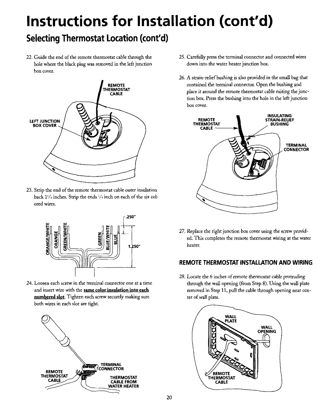 Maytag HE21250PC, HE21282PC operating instructions SelectingThermostatLocationcontd, Remote Hermostat 