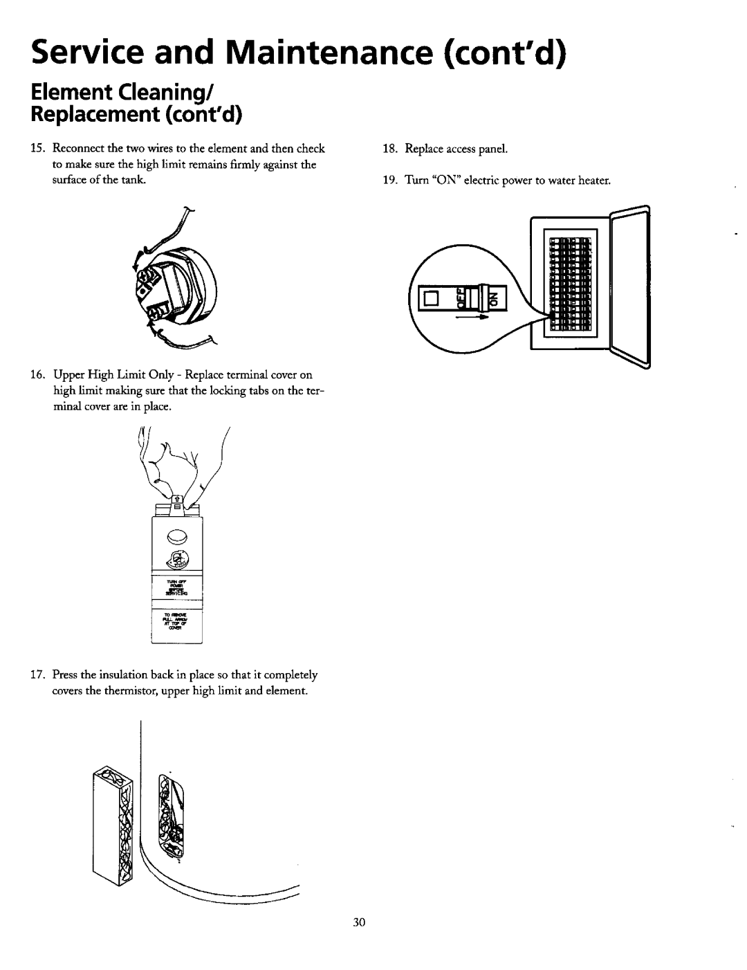 Maytag HE21250PC, HE21282PC operating instructions Element Cleaning, Replacement contd, Service and Maintenance contd 