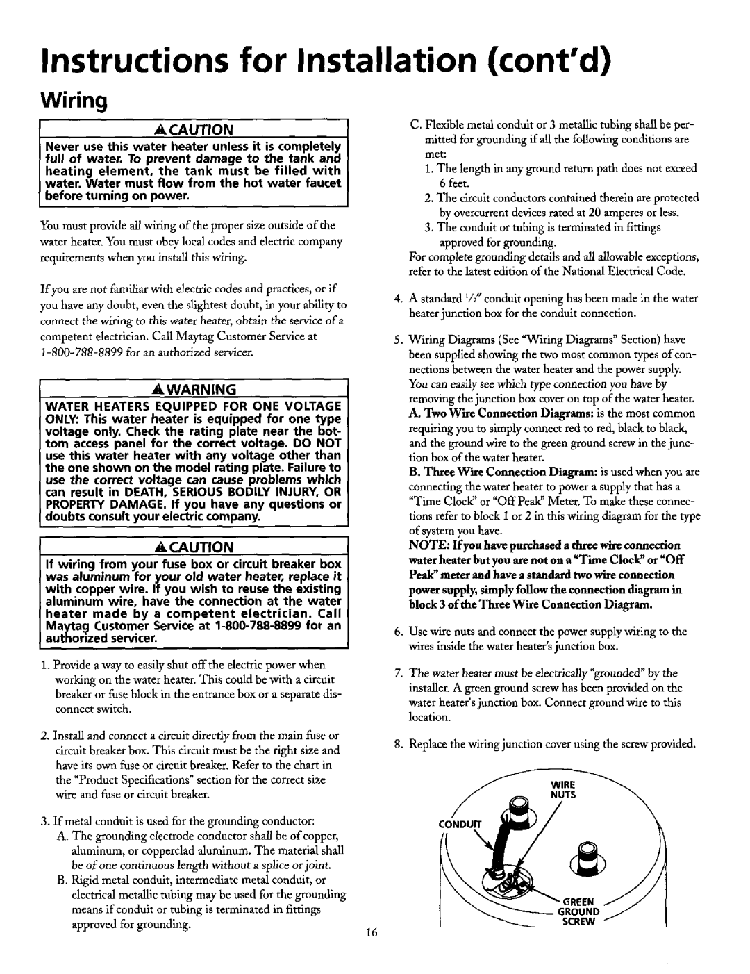 Maytag HE31250T, HE31250S, HE31282T, HE31240S, HE21240S, HE21250T, HE21250S, HE21282T operating instructions Wiring, Conduit 