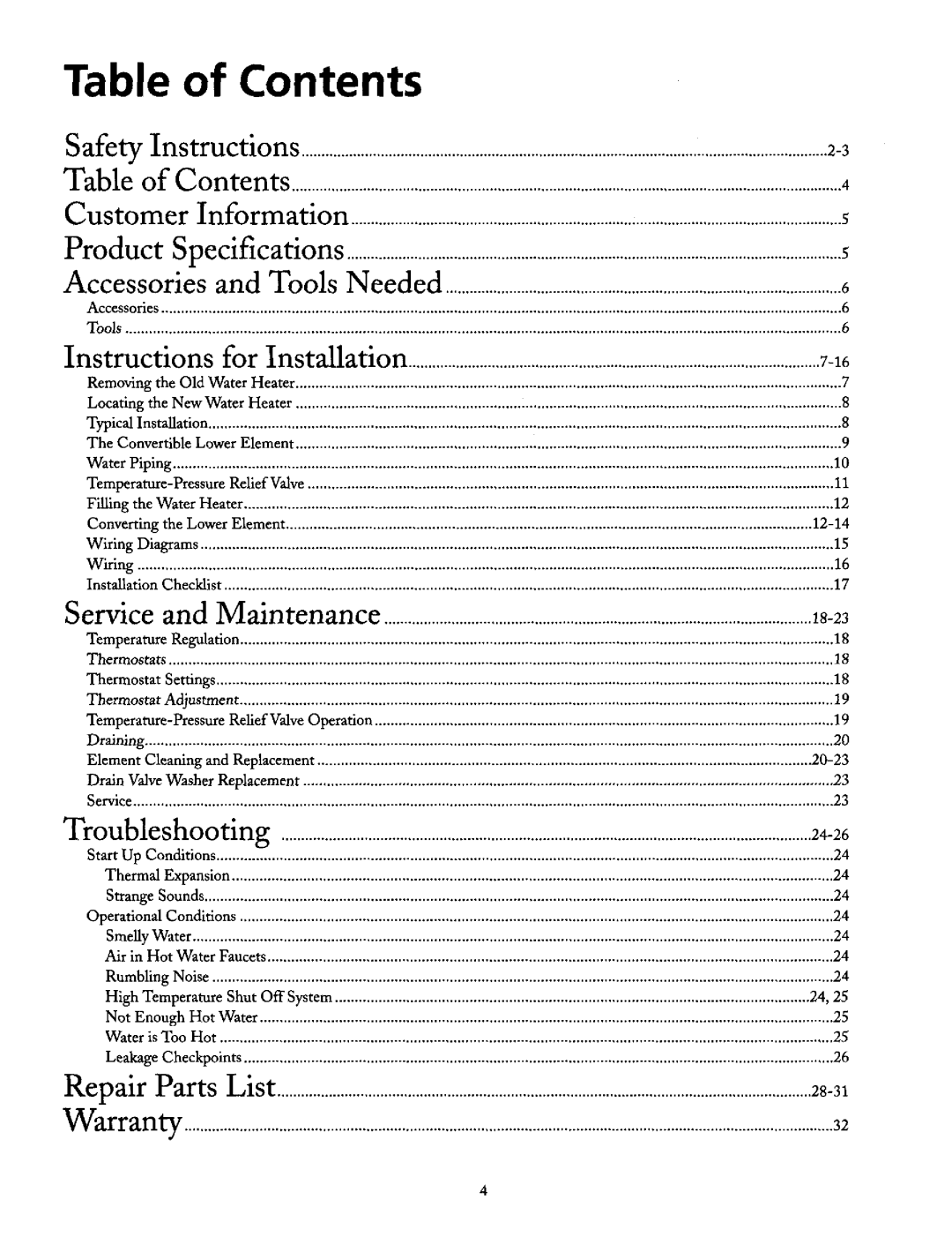 Maytag HE21240S, HE31250T, HE31250S, HE31282T, HE31240S, HE21250T, HE21250S, HE21282T operating instructions Table of Contents 