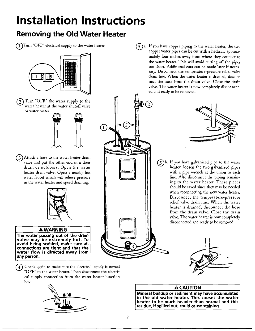 Maytag HE21282T, HE31250T, HE31250S, HE31282T, HE31240S, HE21240S Installation Instructions, Removing the Old Water Heater 