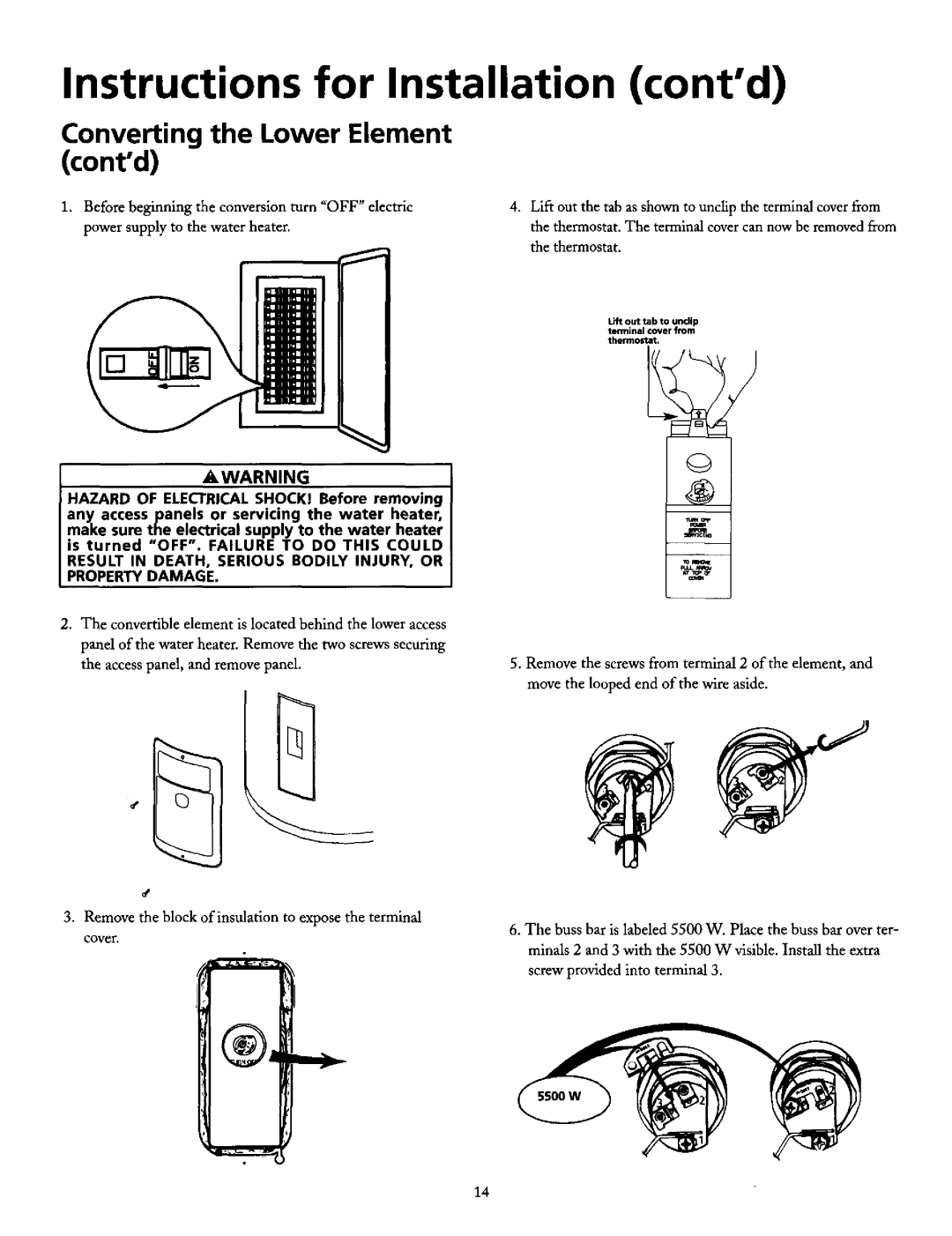 Maytag HE3940T, HE3940L Converting the Lower Element contd, Result in DEATH, Serious Bodily INJURY, or Property Damage 