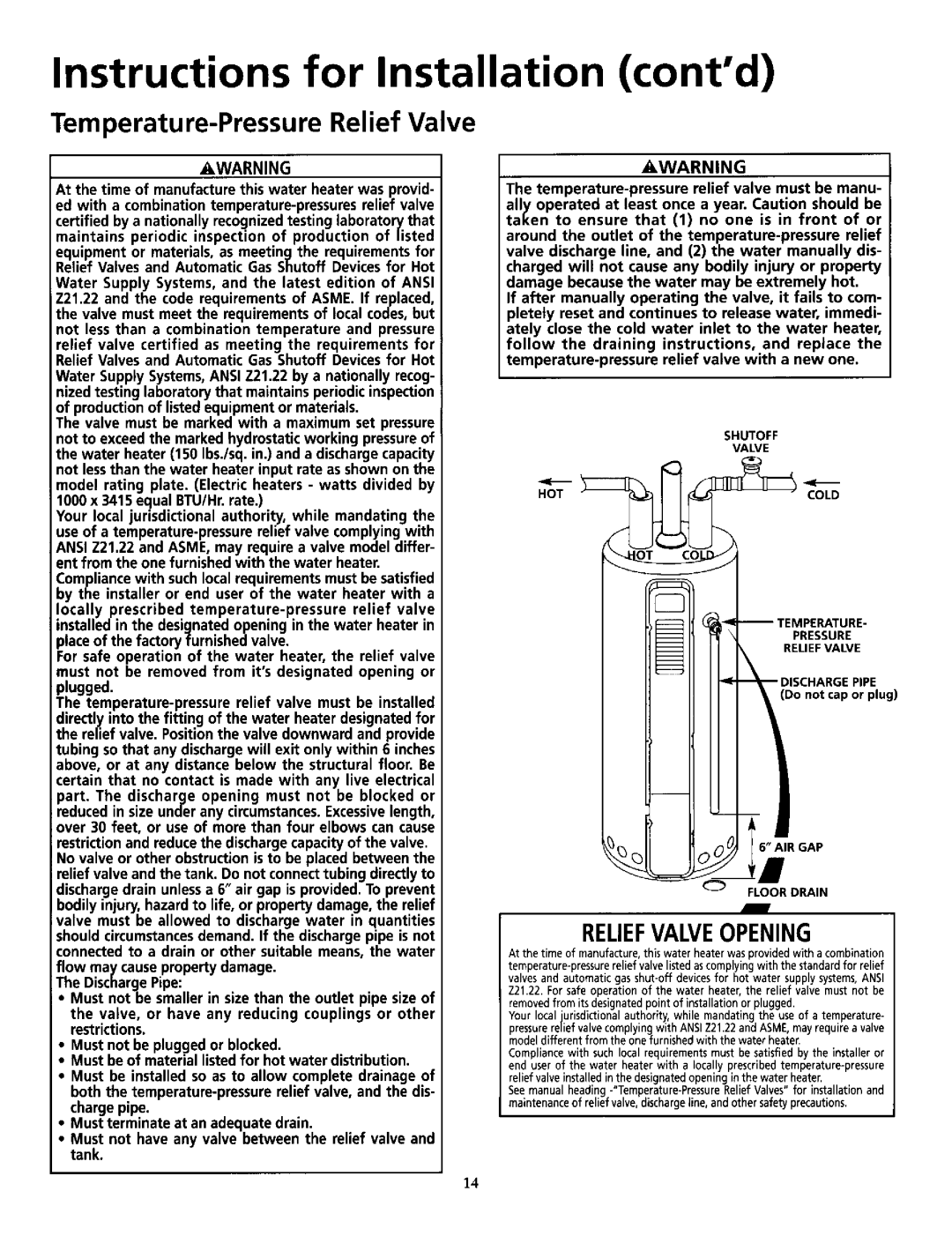 Maytag HN51240X, HN41240X manual Temperature-Pressure Relief Valve, Shutoff, Old, Floordrain Relief Valve Opening 