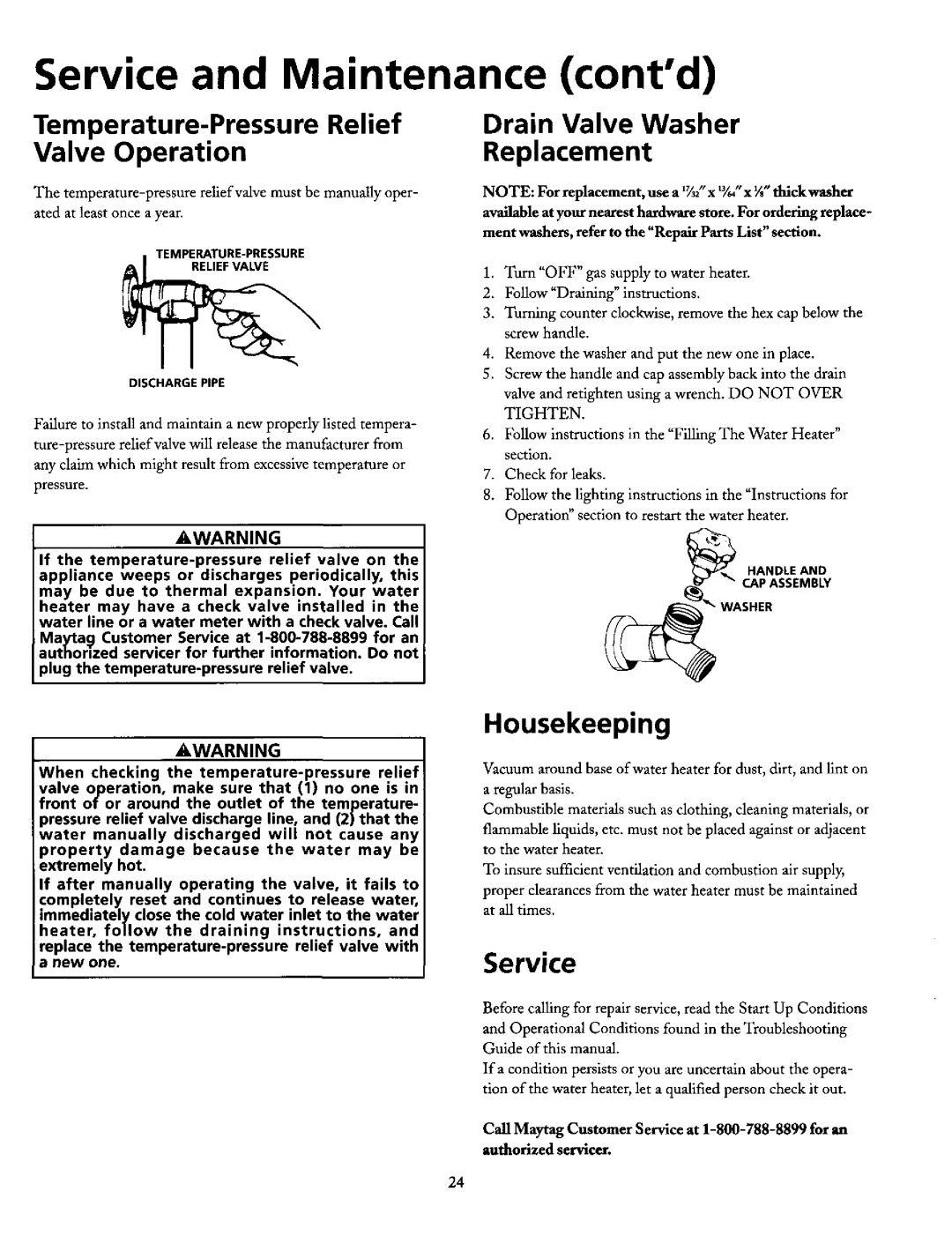 Maytag HN51240X Temperature-Pressure Relief Drain Valve Washer, Housekeeping, Dischargepipe, Handlassemblyand CAP Washer 