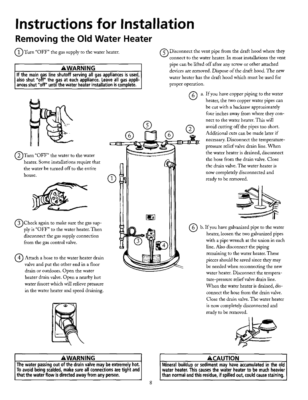 Maytag HN51240X, HN41240X manual Instructions for Installation, Removing the Old Water Heater 