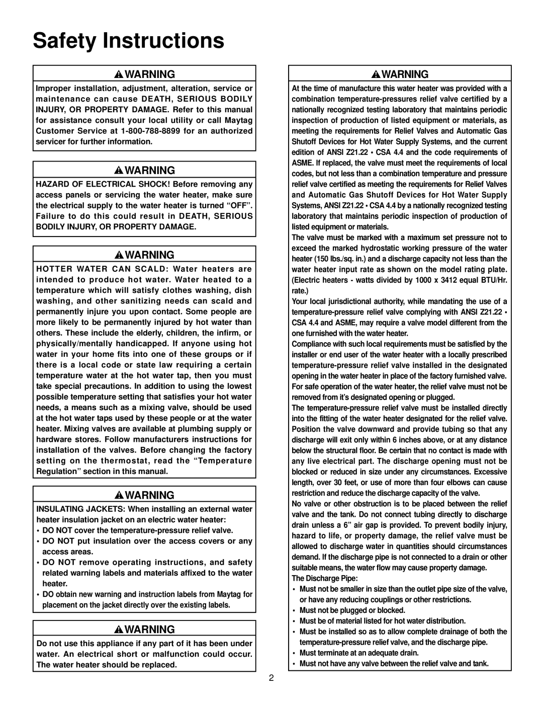 Maytag HR666DJRT, HR652SJRT, HR682SJRT, HR652DJRT, HR666SJRT, HR682DJRT, HR6120DJRT, HR640SJRS, HR640SJRT Safety Instructions 