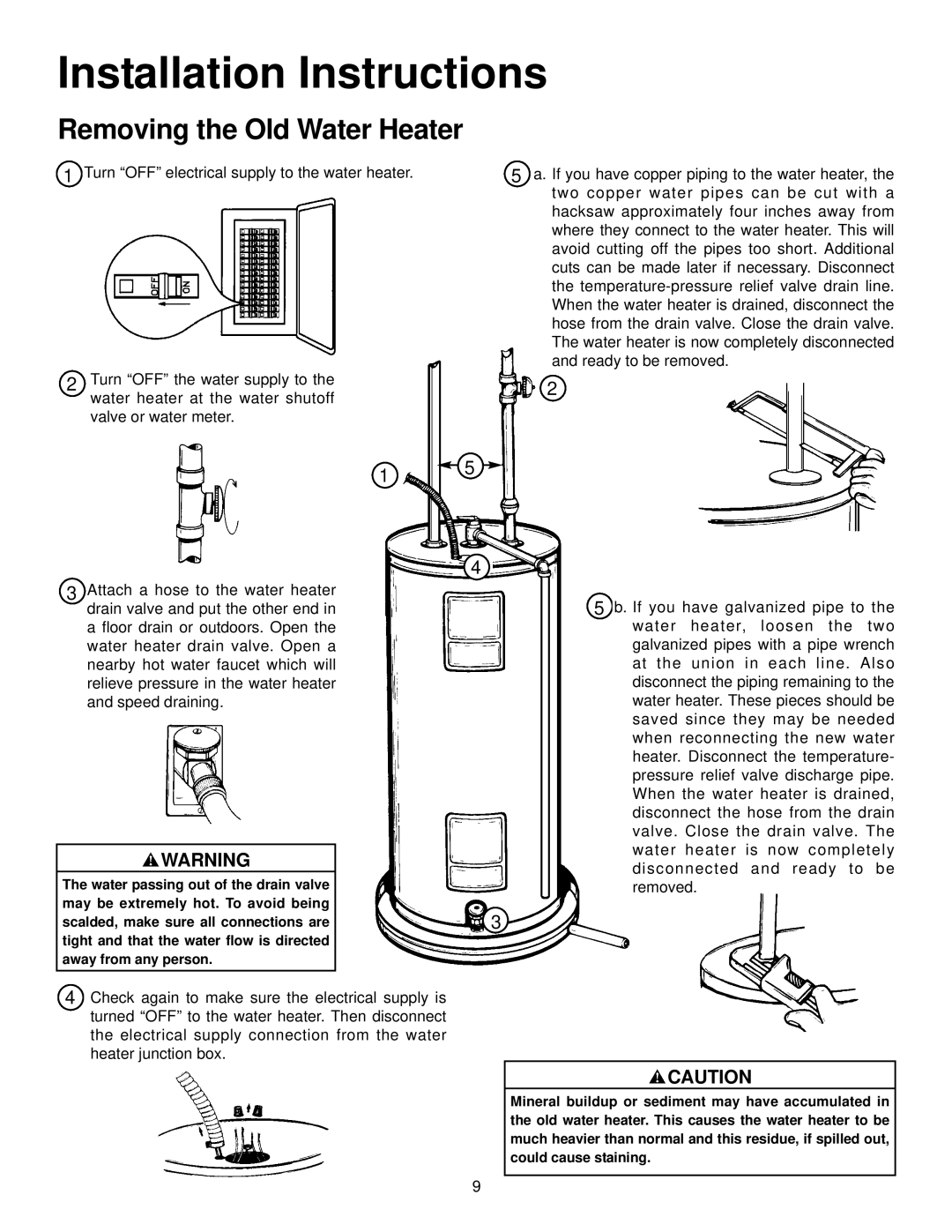 Maytag HR640DJRS, HR652SJRT, HR682SJRT, HR666DJRT, HR652DJRT manual Installation Instructions, Removing the Old Water Heater 