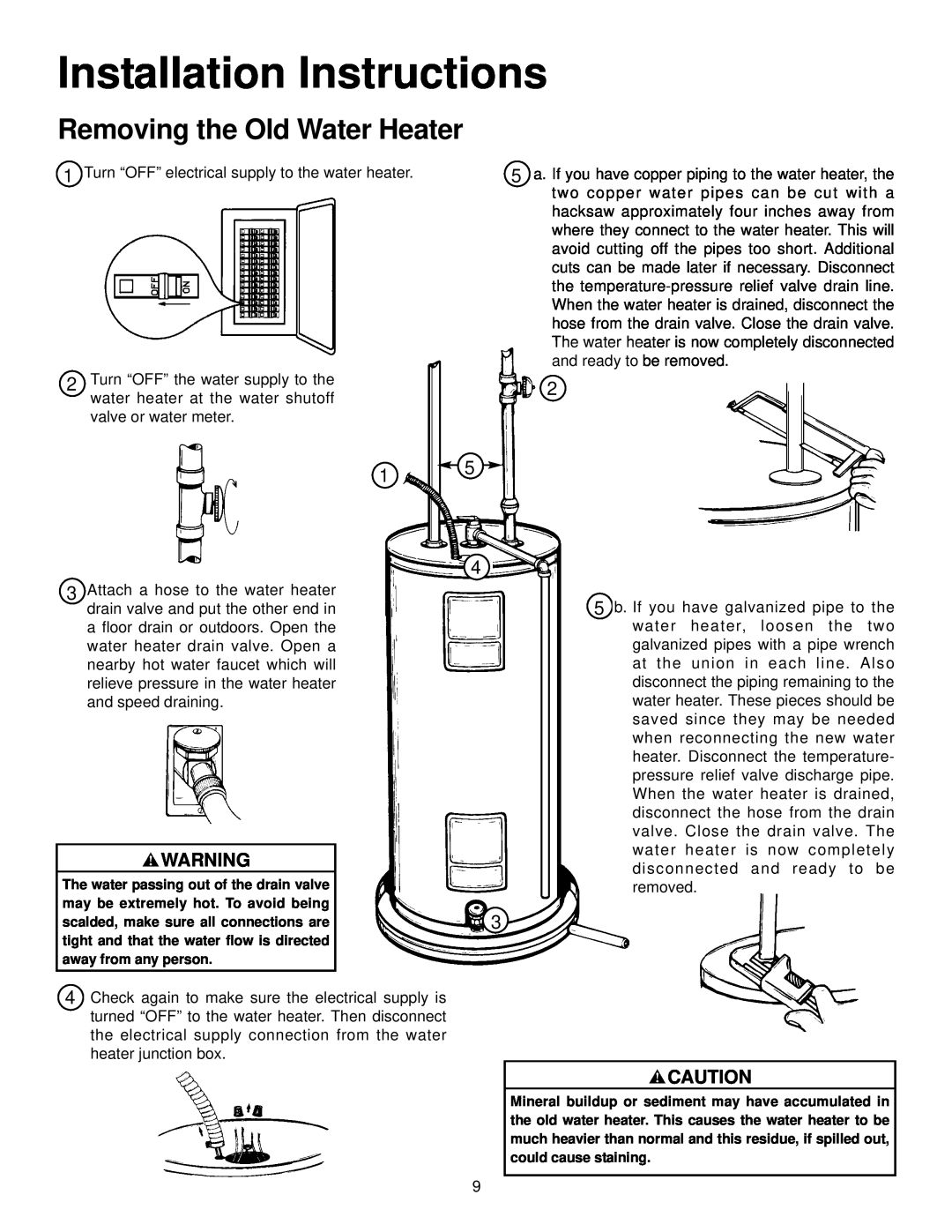 Maytag HR640DJRS, HR652SJRT, HR682SJRT, HR666DJRT, HR652DJRT manual Installation Instructions, Removing the Old Water Heater 
