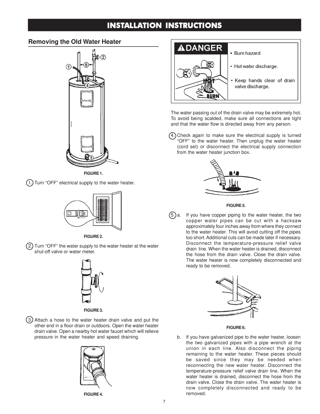 Maytag HRE11250S, HRE11240S, HRE41282T, HRE41250S, HRE41250T manual Installation Instructions, Removing the Old Water Heater 