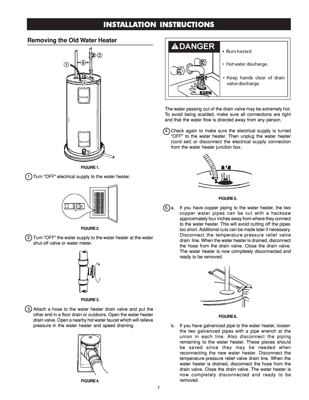 Maytag HRE11250S, HRE11240S, HRE41282T, HRE41250S, HRE41250T manual Installation Instructions, Removing the Old Water Heater 