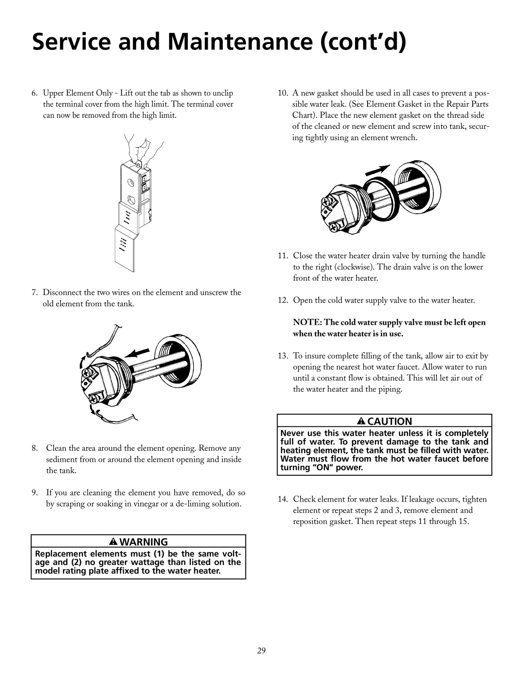 Maytag HRE21282PC, HRE21250PC manual Service and Maintenance cont’d 