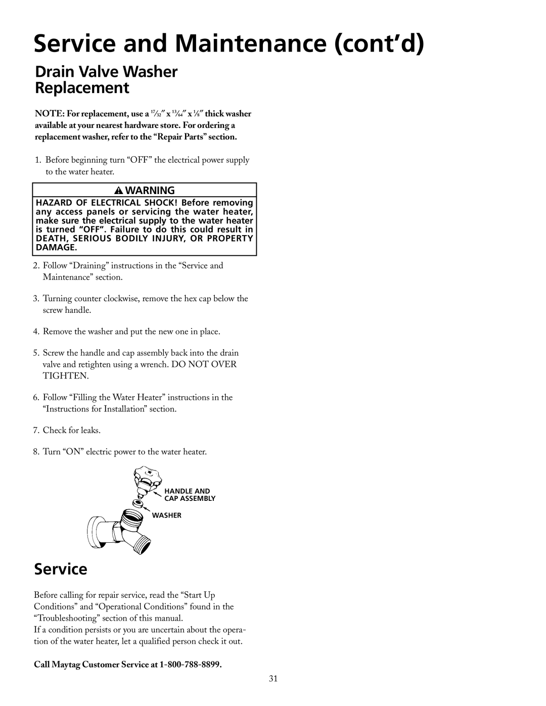 Maytag HRE21282PC, HRE21250PC manual Drain Valve Washer Replacement, Service 