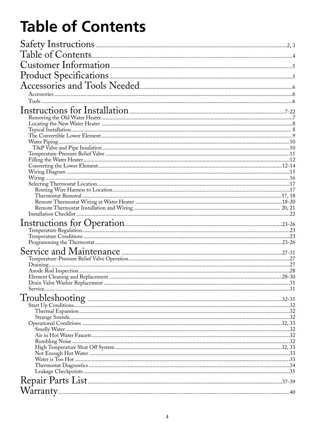 Maytag HRE21250PC, HRE21282PC manual Table of Contents 