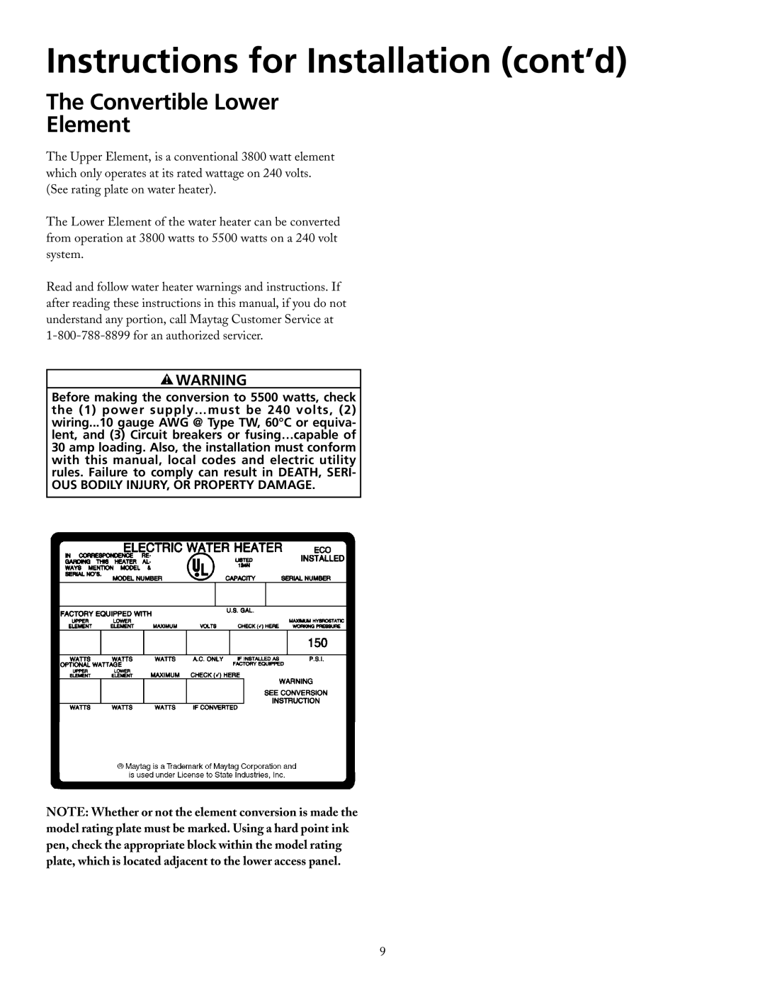 Maytag HRE21282PC, HRE21250PC manual Convertible Lower Element, OUS Bodily INJURY, or Property Damage 