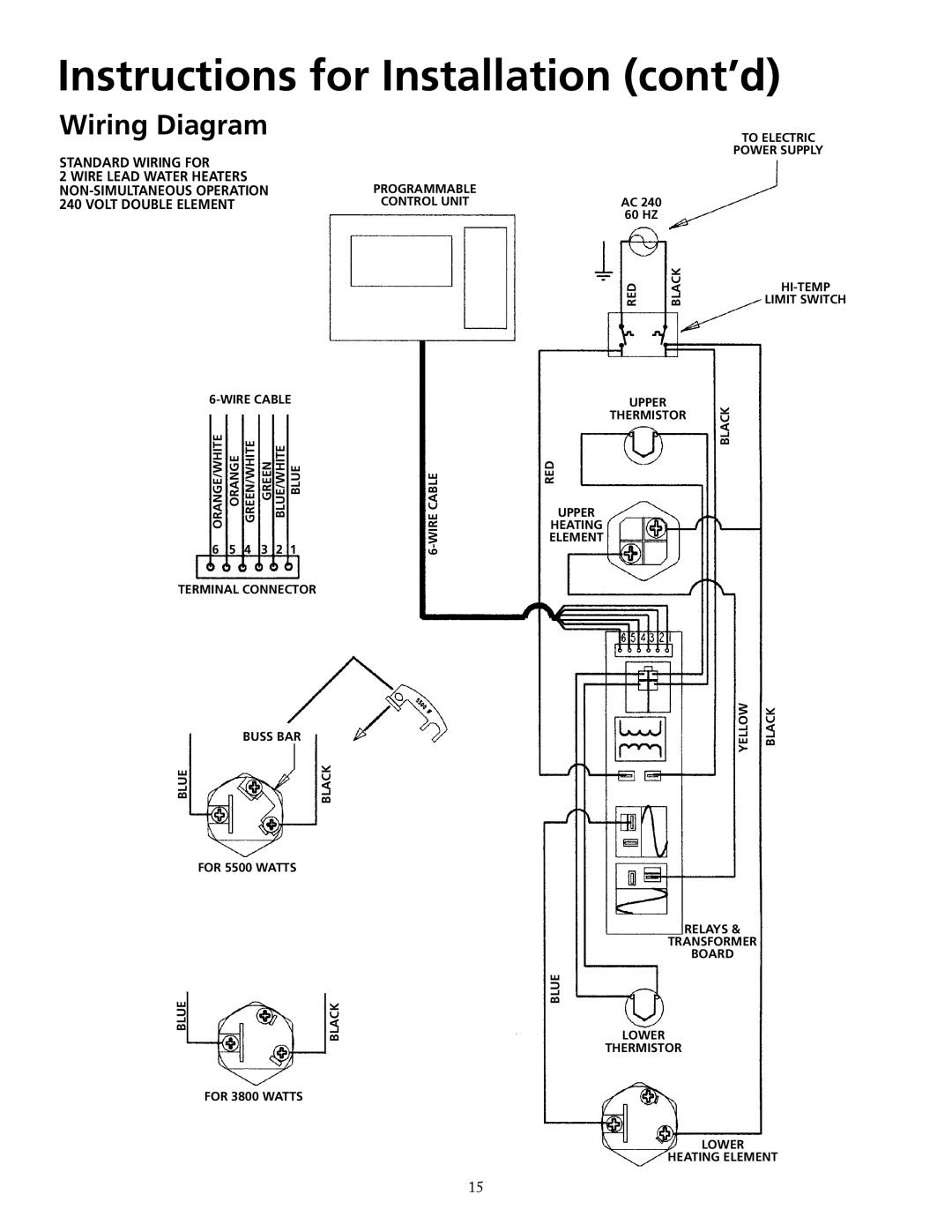 Maytag HRE21282PC, HRE21250PC manual Wiring Diagram, Instructions for Installation cont’d, Standard Wiring For 