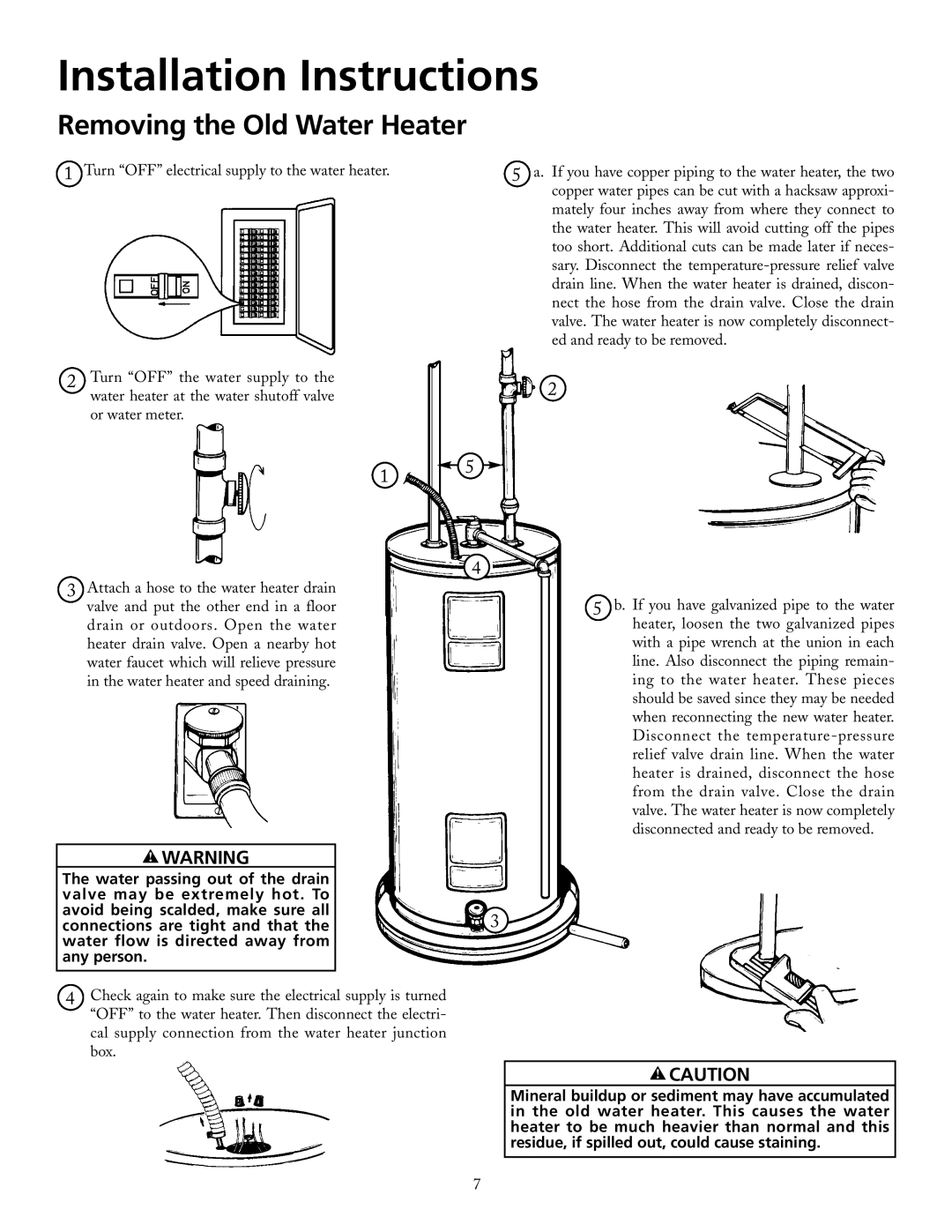 Maytag HRE21282PC, HRE21250PC manual Installation Instructions, Removing the Old Water Heater 