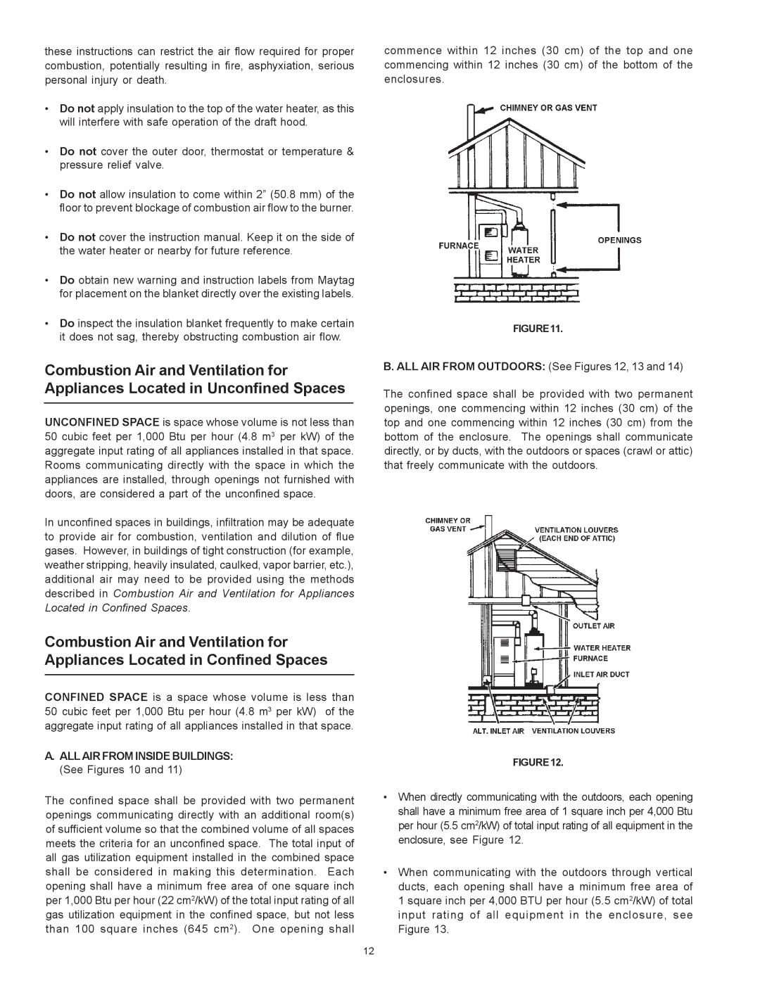 Maytag HRP4975S, HRN4975S, HRN5975S, HRP5975S manual ALL AIR from Inside Buildings See Figures 10 