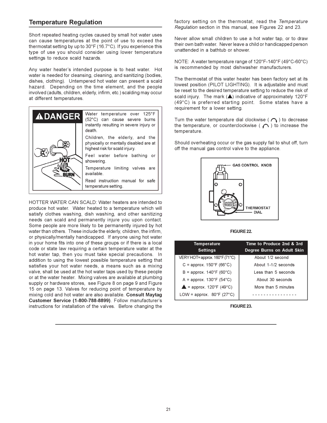 Maytag HRN4975S, HRP4975S, HRN5975S, HRP5975S manual Temperature Regulation, Temperature Time to Produce 2nd & 3rd 