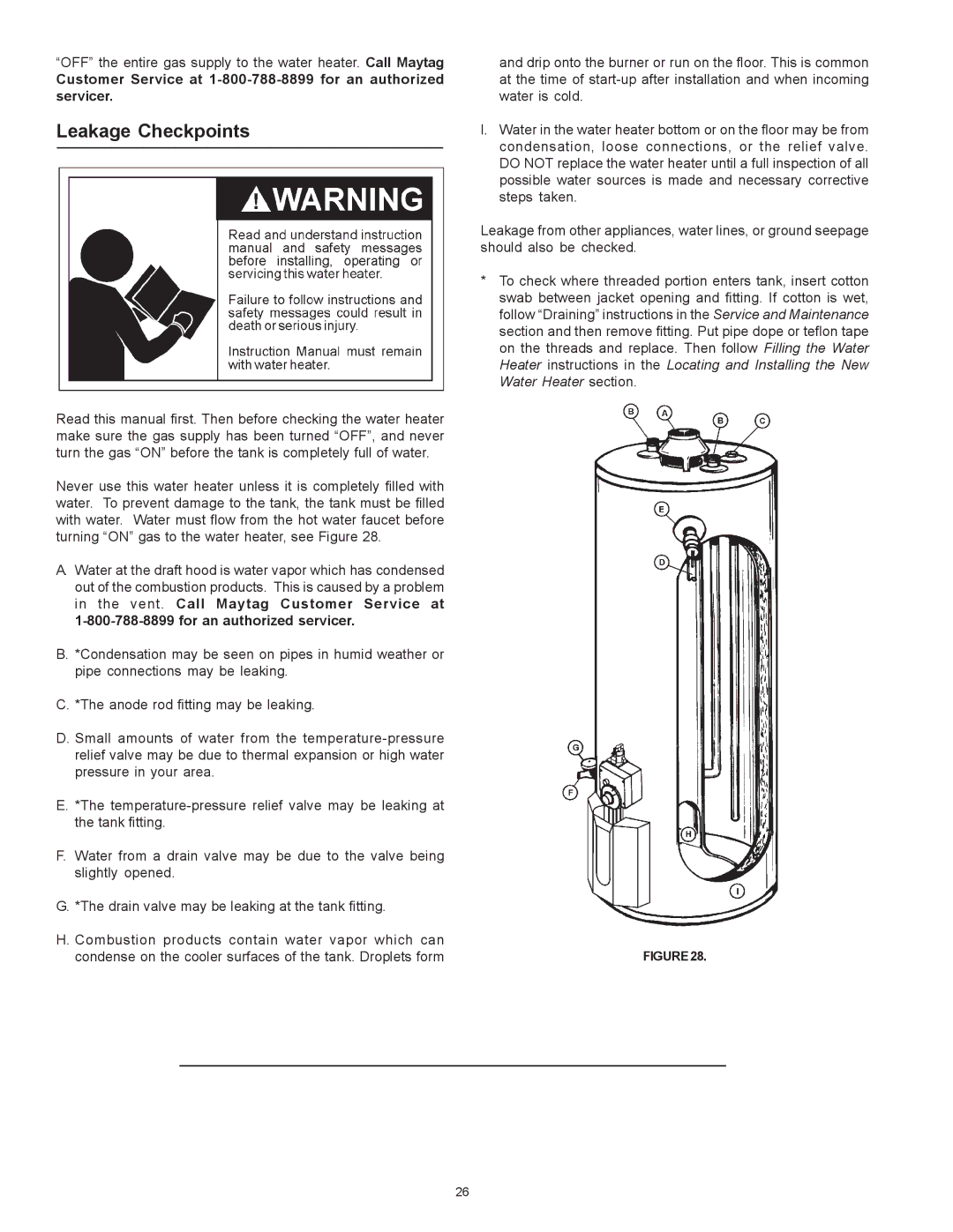 Maytag HRN5975S, HRP4975S, HRN4975S, HRP5975S manual Leakage Checkpoints 