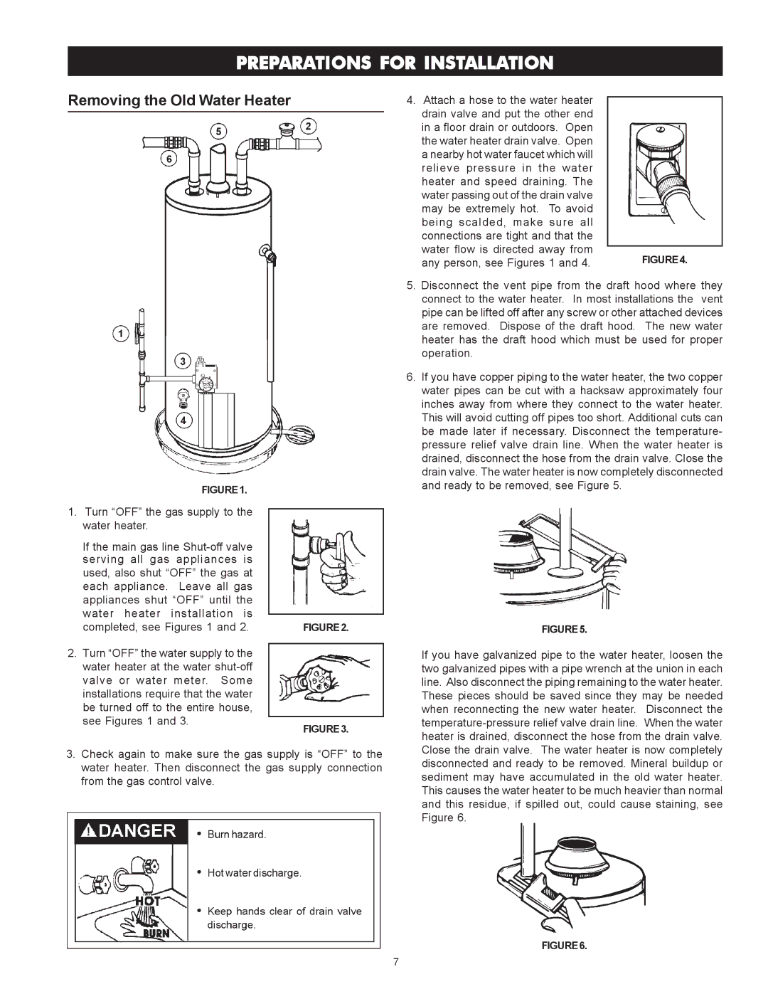 Maytag HRP5975S, HRP4975S, HRN4975S, HRN5975S manual Preparations for Installation, Removing the Old Water Heater 