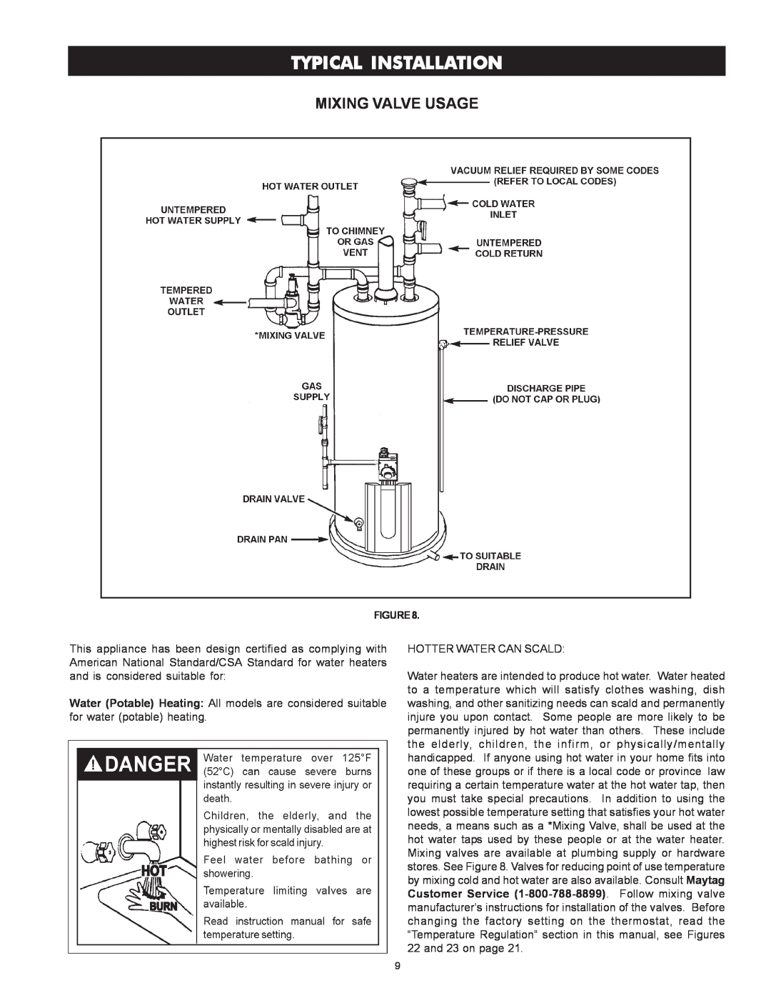 Maytag HRN4975S, HRP4975S, HRN5975S, HRP5975S manual Typical Installation, Mixing Valve Usage 