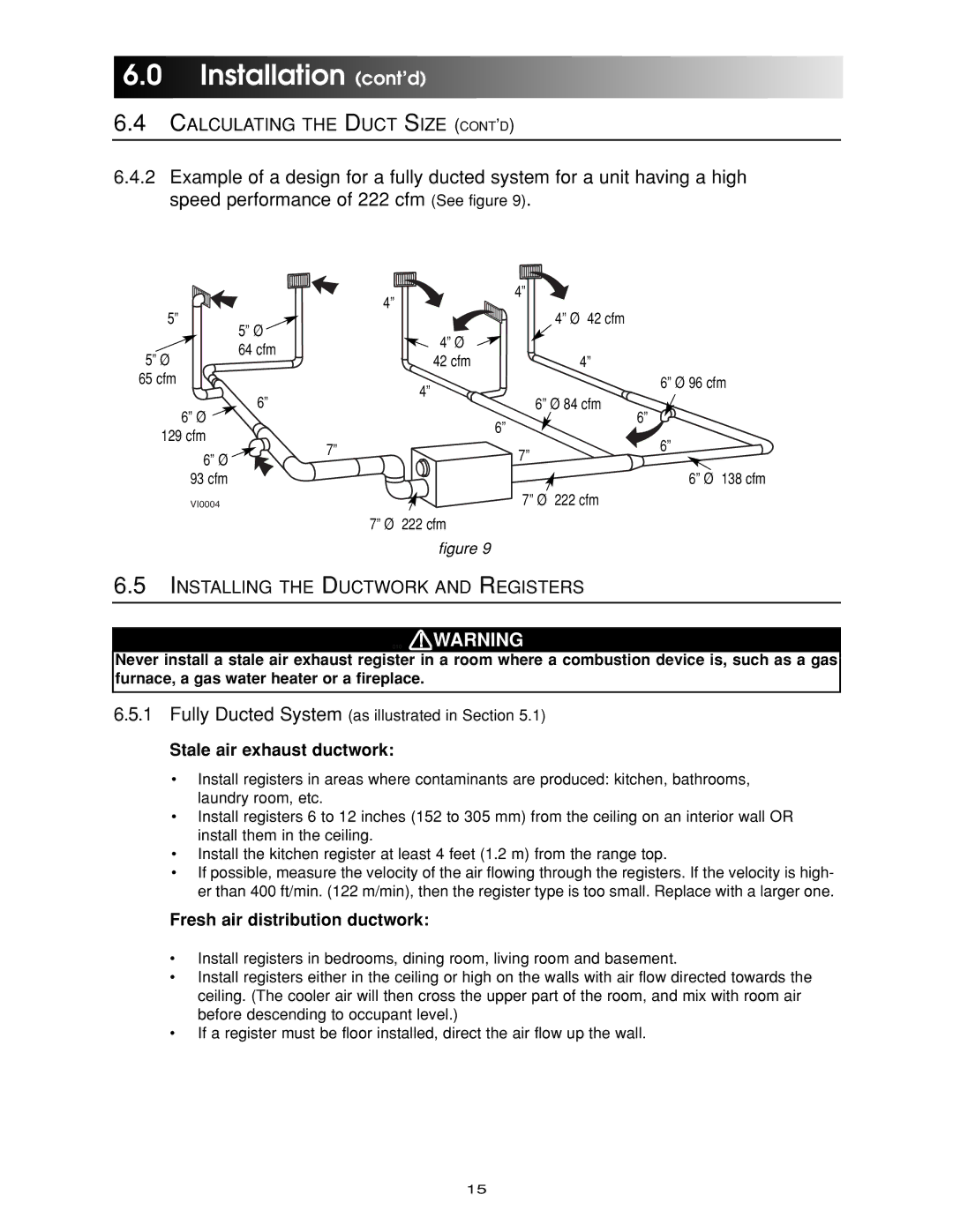 Maytag ERV-150, HRV-210, ERV-210, HRV-150 manual Calculating the Duct Size CONT’D, Installing the Ductwork and Registers 