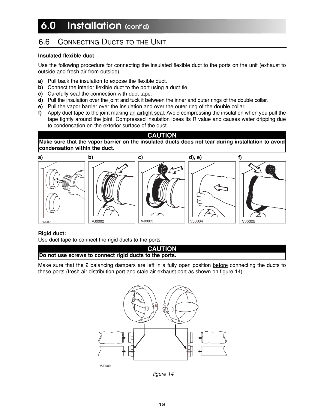 Maytag HRV-150, HRV-210, ERV-210, ERV-150 manual Connecting Ducts to the Unit, Insulated flexible duct, Rigid duct 