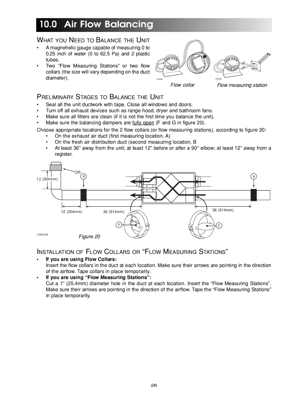 Maytag HRV-150, HRV-210 manual Air Flow Balancing, If you are using Flow Collars, If you are using Flow Measuring Stations 