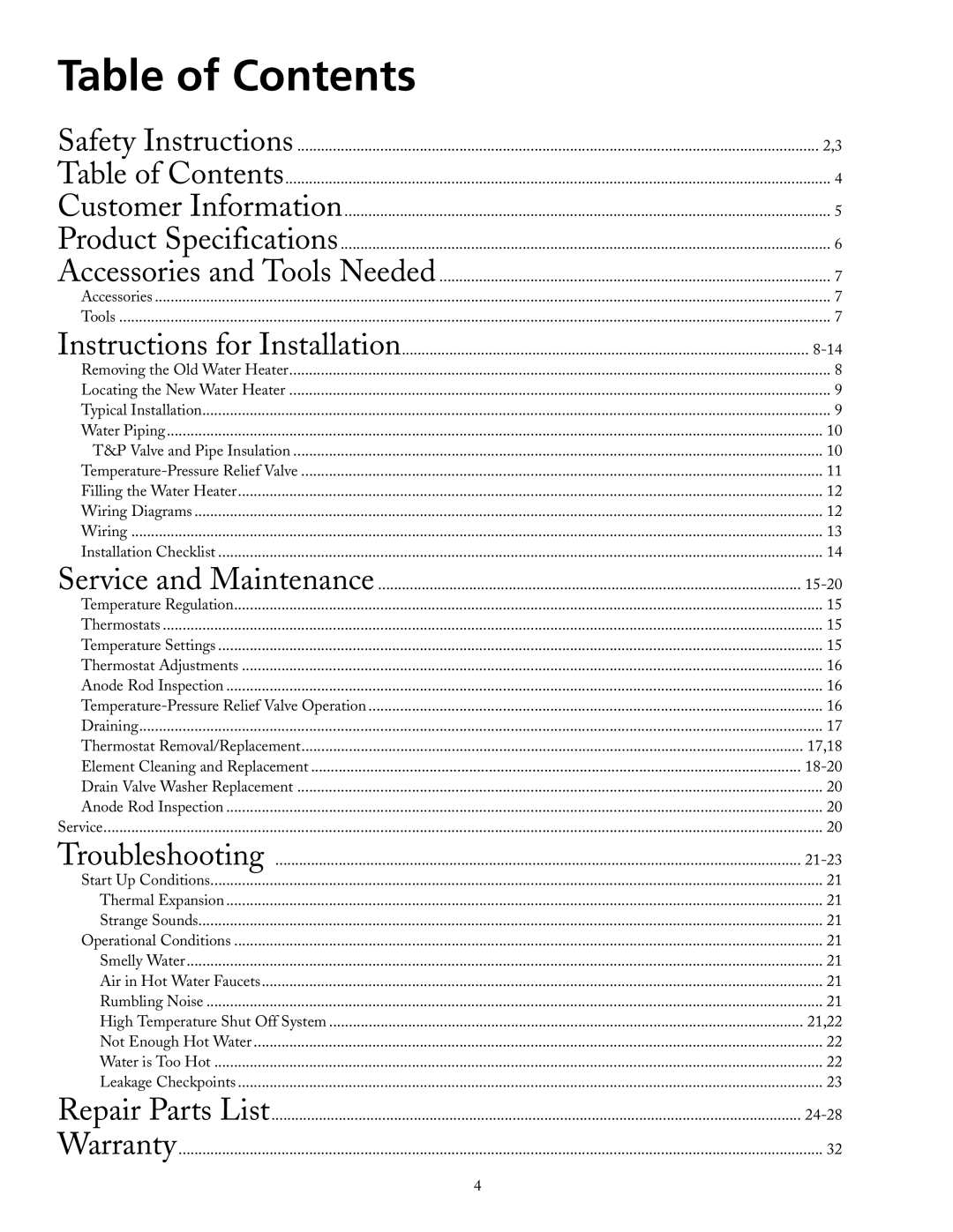 Maytag HRX40DERT, HRX30DERT, HRX52DERT, HRX66DERT, HRX52DERS, HRX82DERT, HRX40DERS manual Table of Contents 