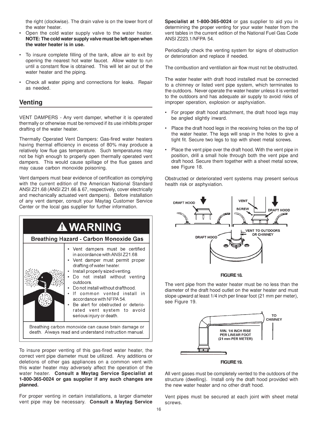 Maytag HRX40HART, HRX50YART, HRX40YQRT, HRX40YARS, HRX40YART, HRX40HARS, HRX40HQRT manual Venting 