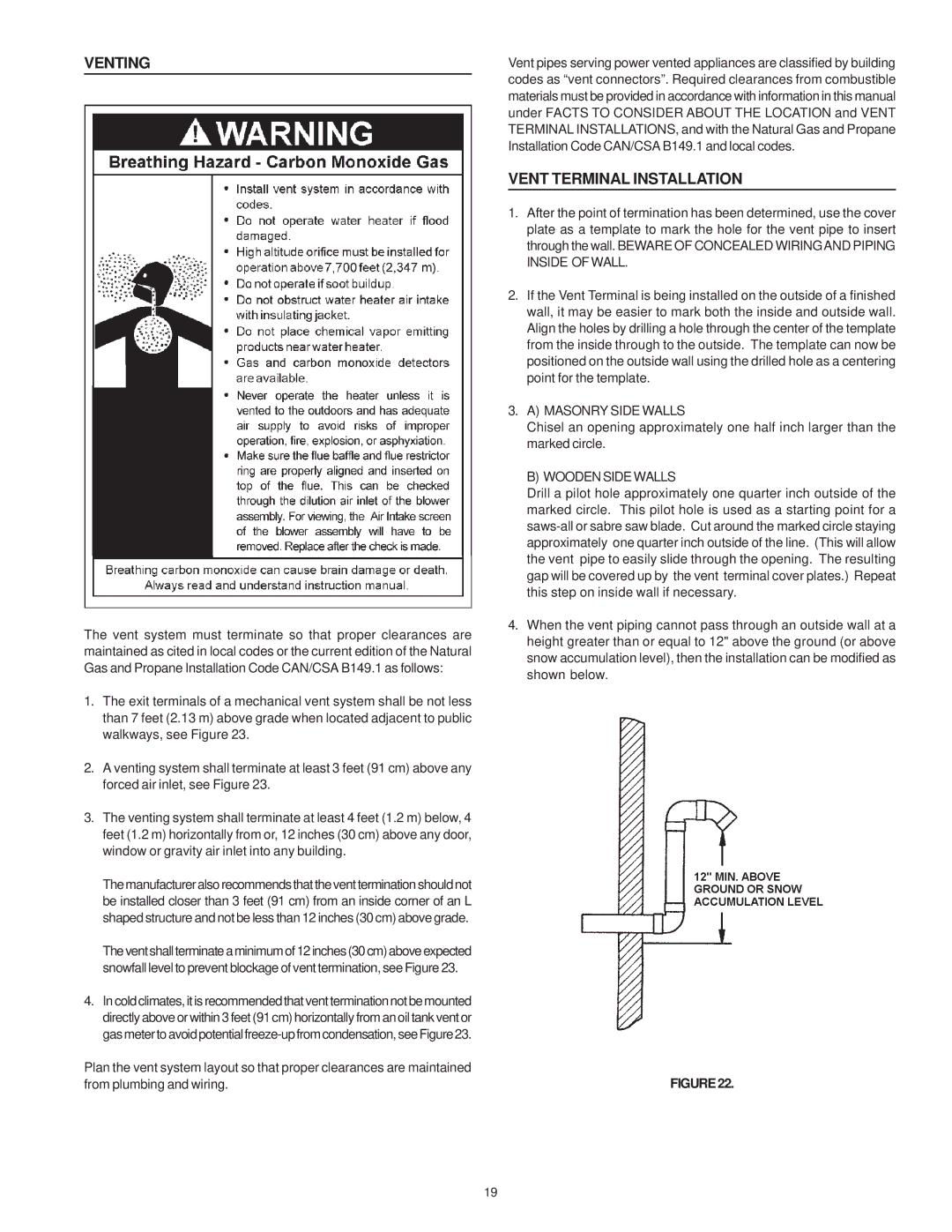 Maytag HV640HBVITCGA, HV650HBVITCGA, HV640YBVITCGA, HV650YBVITCGA manual Venting, Vent Terminal Installation 