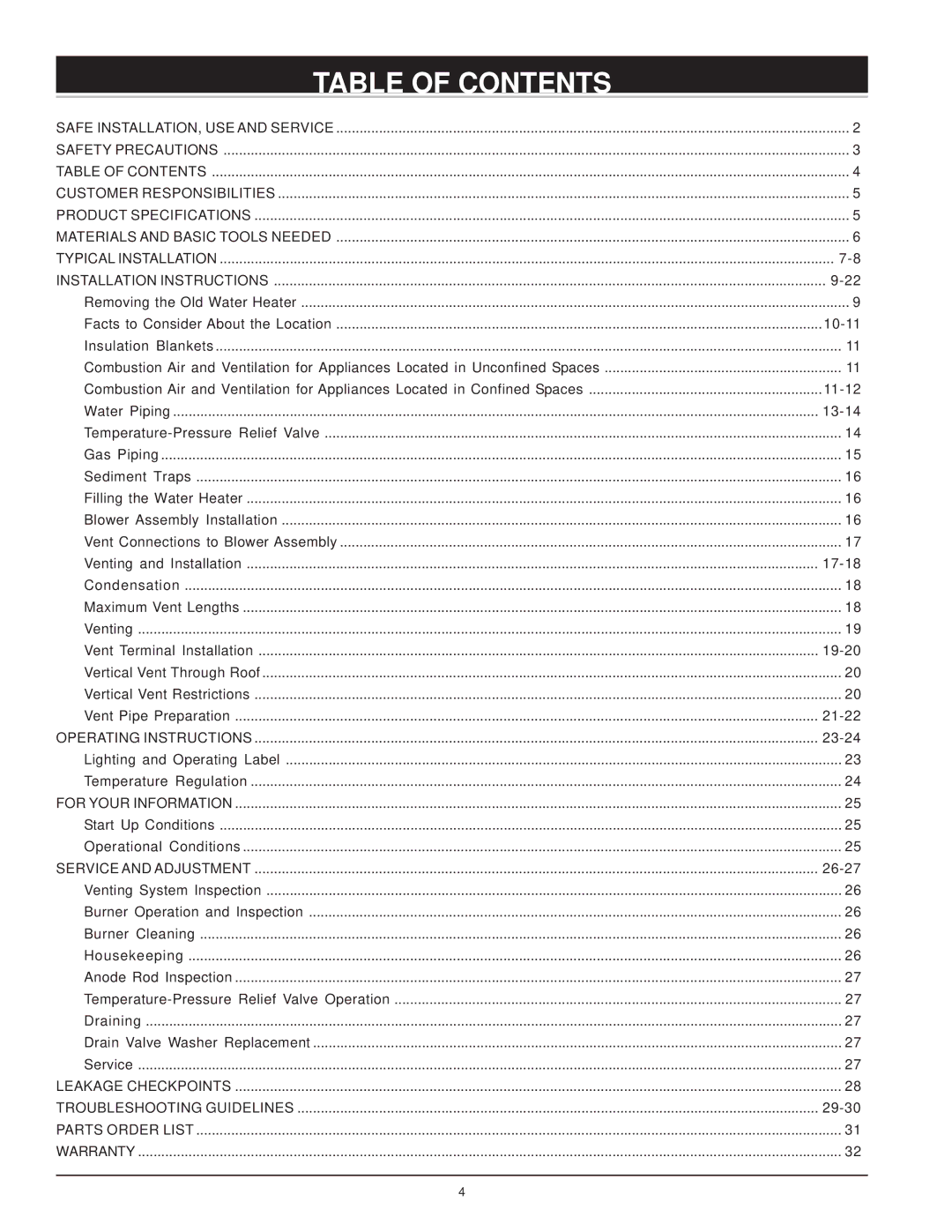 Maytag HV650HBVITCGA, HV640YBVITCGA, HV650YBVITCGA, HV640HBVITCGA manual Table of Contents 