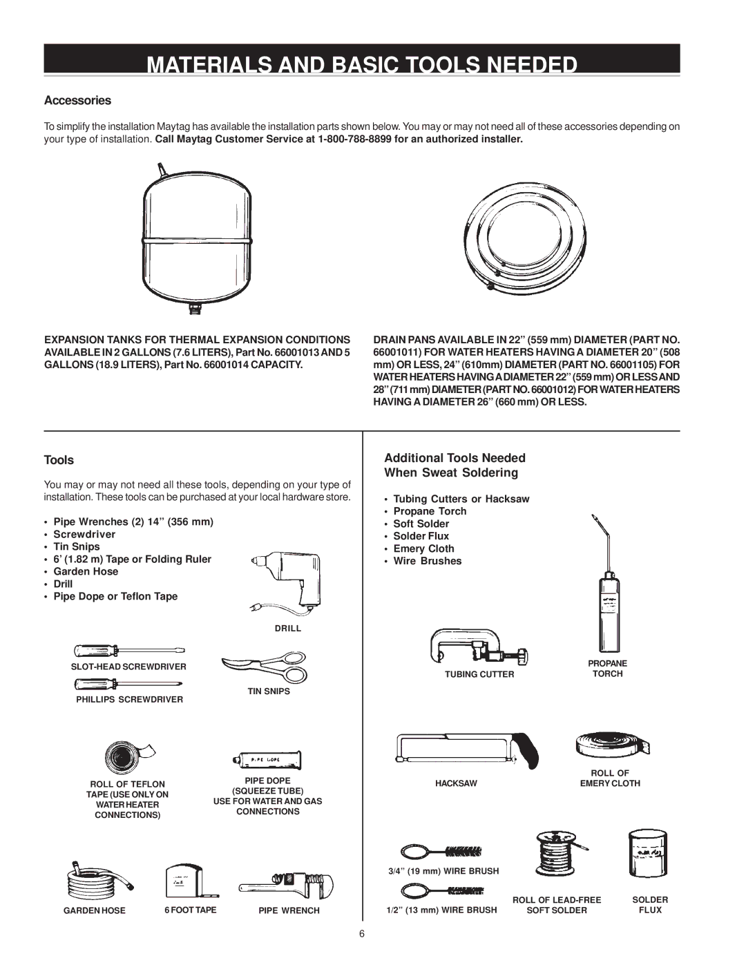 Maytag HV650YBVITCGA, HV650HBVITCGA, HV640YBVITCGA, HV640HBVITCGA manual Materials and Basic Tools Needed, Accessories 