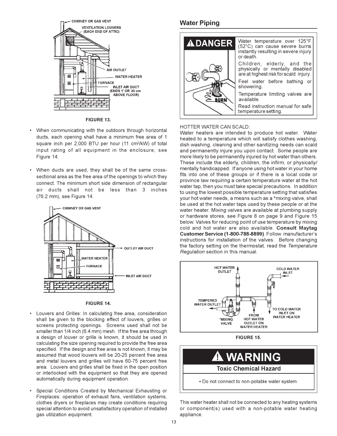 Maytag HXN4975S manual Water Piping 