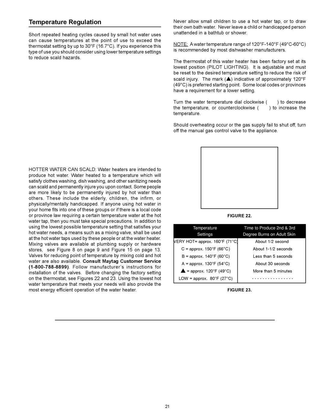 Maytag HXN4975S manual Temperature Regulation, Temperature Time to Produce 2nd & 3rd 