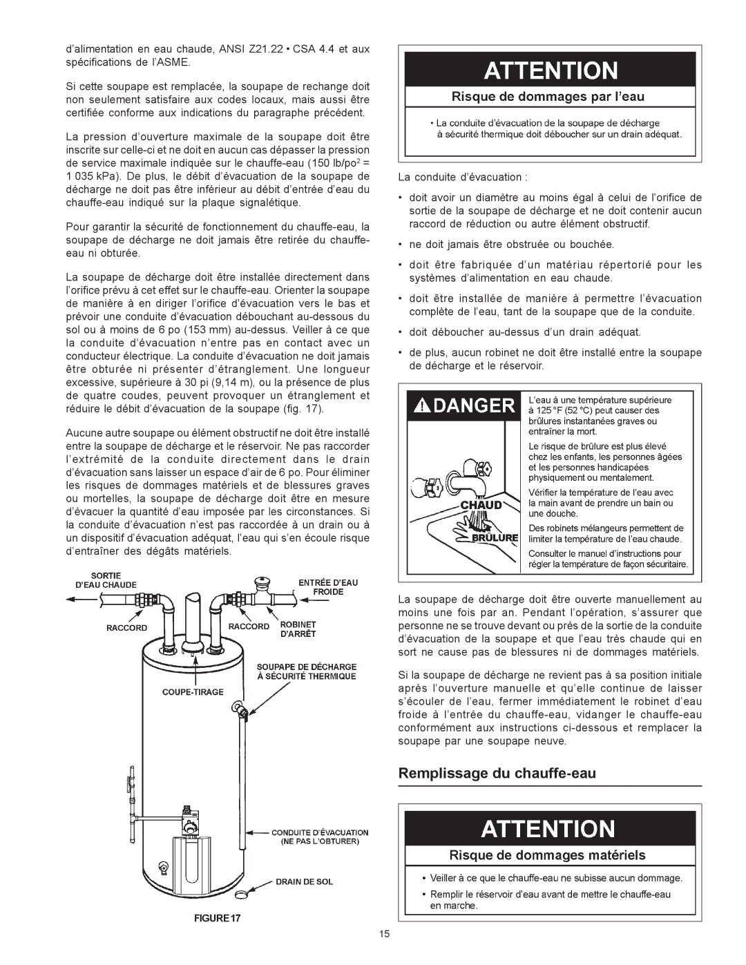 Maytag HXN4975S manual Remplissage du chauffe-eau 